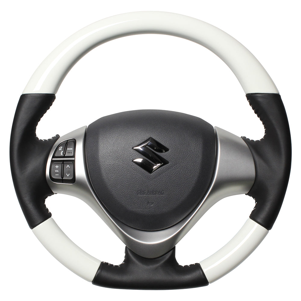 REAL ORIGINAL SERIES SOFT D SHAPE WHITE WHITE STITCH STEERING WHEEL FOR SUZUKI SPACIA MK32S MK42S  MR31-WHW-WH