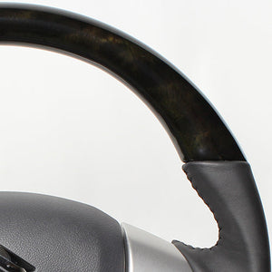 REAL ORIGINAL SERIES SOFT D SHAPE BLACK WOOD BLACK STITCH STEERING WHEEL FOR MAZDA FLARE WAGON MM32S MM42S  MR31-BKW-BK