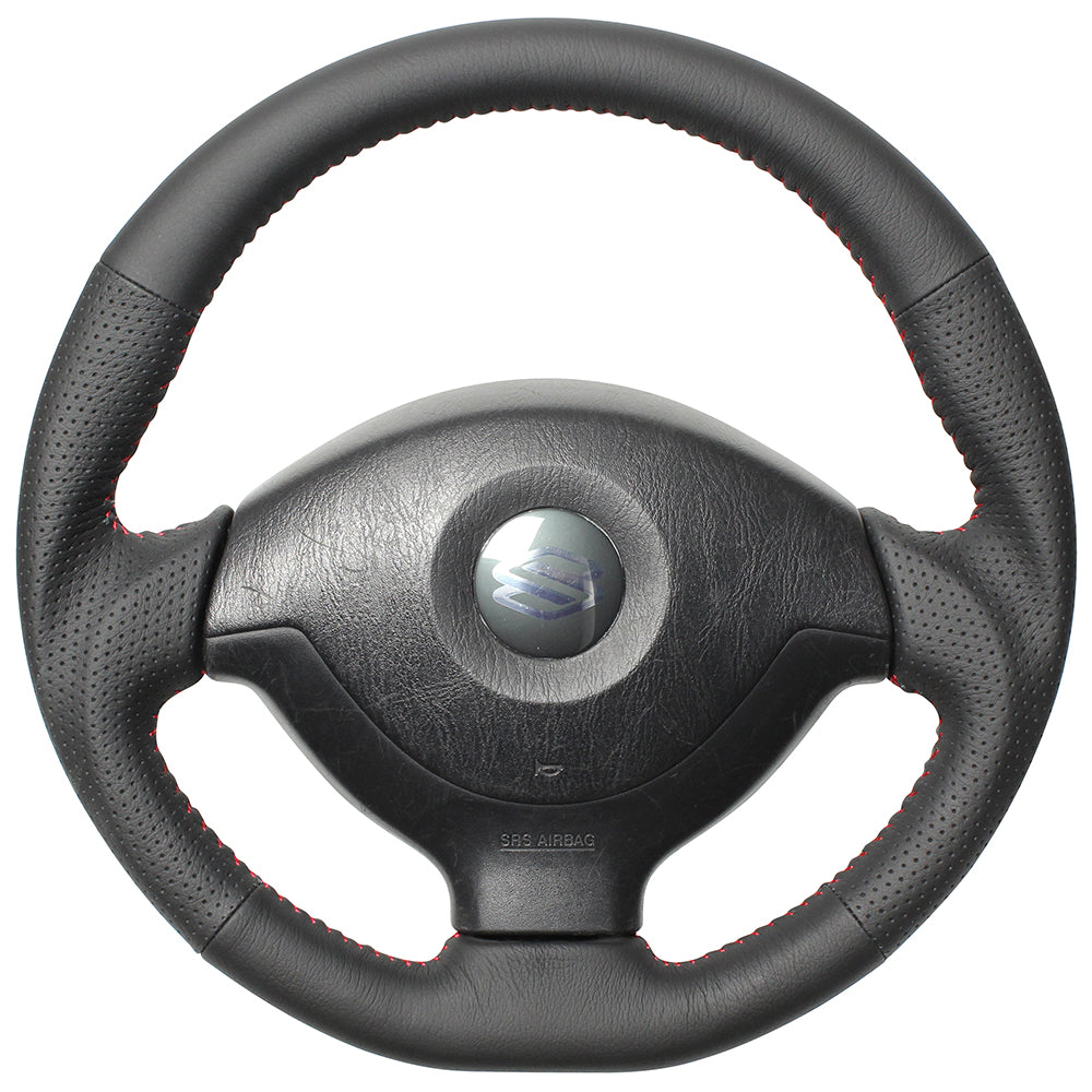 REAL ORIGINAL SERIES SOFT D SHAPE ALL LEATHER RED STITCH STEERING WHEEL FOR SUZUKI JIMNY JB23W: 5-9 TYPE  JB-LPB-RD