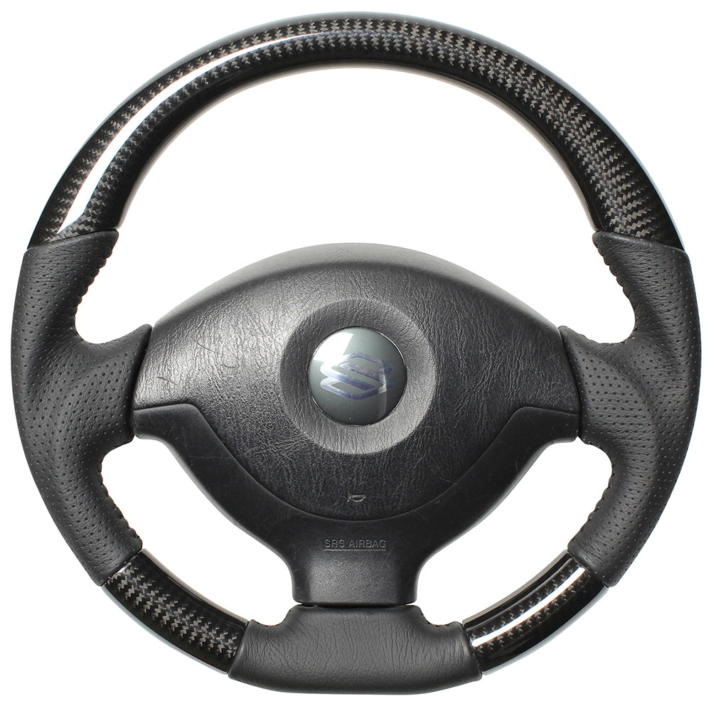 REAL ORIGINAL SERIES SOFT D SHAPE BLACK CARBON BLACK STITCH STEERING WHEEL FOR SUZUKI JIMNY SIERRA JB43W: 4-8 TYPE  JB-BKC-BK