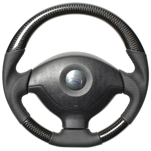 REAL ORIGINAL SERIES SOFT D SHAPE BLACK CARBON BLACK STITCH STEERING WHEEL FOR SUZUKI JIMNY SIERRA JB43W: 4-8 TYPE  JB-BKC-BK