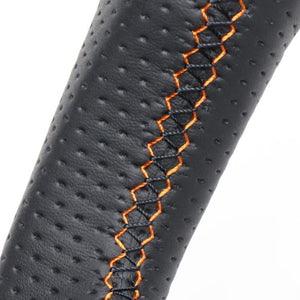 REAL ORIGINAL SERIES ROUND SHAPE ORANGE CARBON ORANGE X BLACK EURO STITCH STEERING WHEEL FOR MITSUBISHI PAJERO V8 W V9 W  D5-ORC-OR