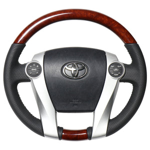 REAL ORIGINAL SERIES OVAL SHAPE BROWN WOOD BLACK STITCH STEERING WHEEL FOR TOYOTA AQUA GR SPORT 10 NOT 17-INCH PACKAGE  30-1-BRW