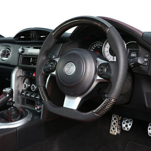 REAL ORIGINAL SERIES D SHAPE BLACK CARBON BLACK EURO STITCH STEERING WHEEL FOR TOYOTA 86 ZN6 KOUKI GR-BKC-BK