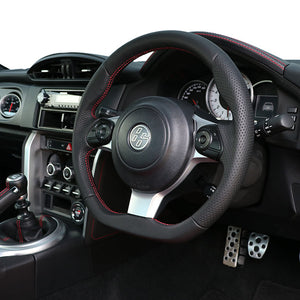 REAL ORIGINAL SERIES D SHAPE ALL LEATHER RED X BLACK EURO STITCH STEERING WHEEL FOR TOYOTA NOAH GR SPORT 80  GR-LPB-RD