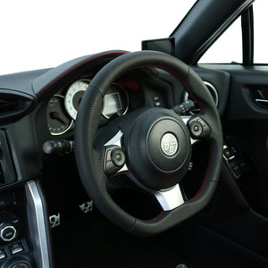 REAL ORIGINAL SERIES D SHAPE ALL LEATHER RED X BLACK EURO STITCH STEERING WHEEL FOR SUBARU BRZ ZD8  GR-LPB-RD