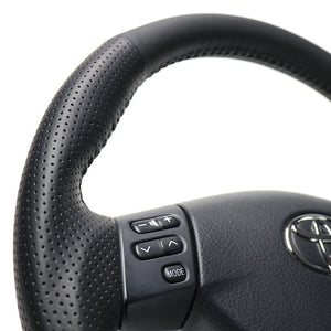 REAL ORIGINAL SERIES SOFT D SHAPE ALL LEATHER BLACK STITCH STEERING WHEEL FOR TOYOTA HARRIER 30  FJH-LPB-BK