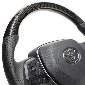 REAL PREMIUM SERIES SOFT D SHAPE BLACK CARBON BLACK EURO STITCH STEERING WHEEL FOR DAIHATSU ALTIS 70  TYAP-BKC