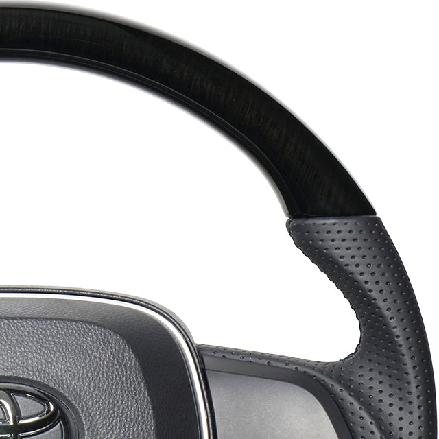 REAL PREMIUM SERIES SOFT D SHAPE 38B BLACK WOOD BLACK EURO STITCH STEERING WHEEL FOR DAIHATSU ALTIS 70  TYAP-38BBKW