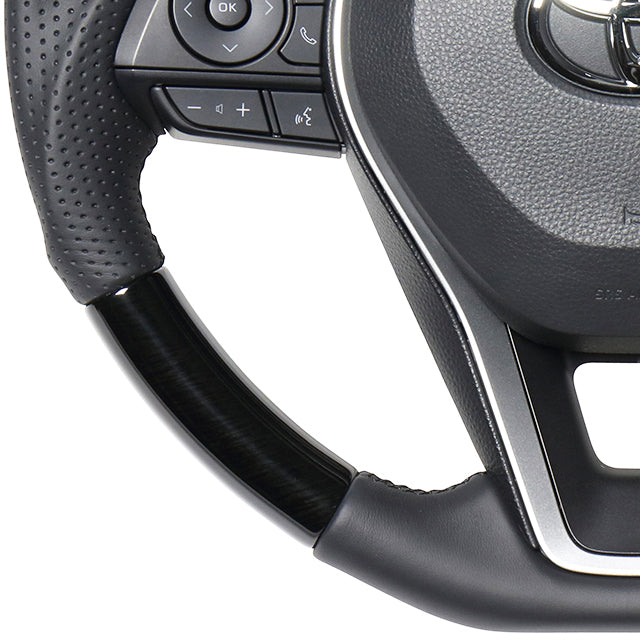 REAL PREMIUM SERIES SOFT D SHAPE 38B BLACK WOOD BLACK EURO STITCH STEERING WHEEL FOR DAIHATSU ALTIS 70  TYAP-38BBKW