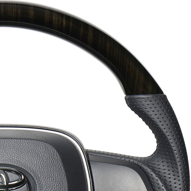 REAL PREMIUM SERIES SOFT D SHAPE 55 BLACK WOOD BLACK EURO STITCH STEERING WHEEL FOR DAIHATSU ALTIS 70  TYAP-55BKW