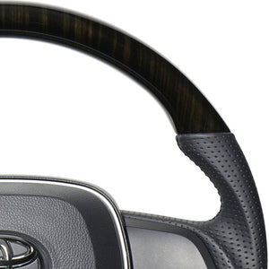 REAL PREMIUM SERIES SOFT D SHAPE 55 BLACK WOOD BLACK EURO STITCH STEERING WHEEL FOR DAIHATSU ALTIS 70  TYAP-55BKW