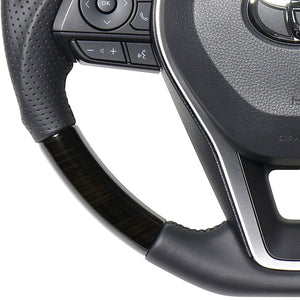 REAL PREMIUM SERIES SOFT D SHAPE 55 BLACK WOOD BLACK EURO STITCH STEERING WHEEL FOR DAIHATSU ALTIS 70  TYAP-55BKW