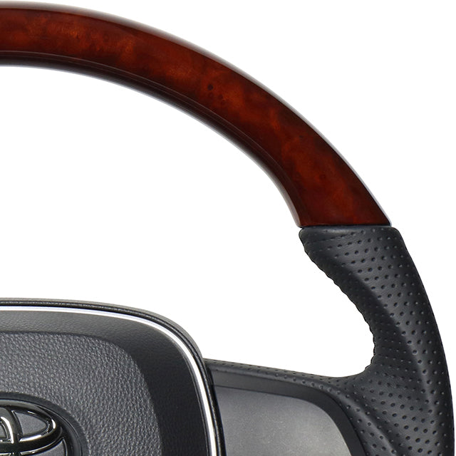 REAL PREMIUM SERIES SOFT D SHAPE BROWN WOOD BLACK EURO STITCH STEERING WHEEL FOR TOYOTA COROLLA SPORT 210  TYAP-BRW