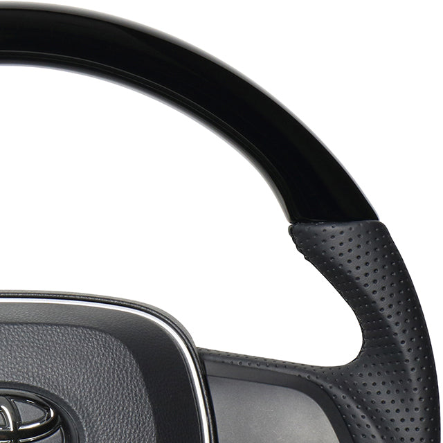 REAL PREMIUM SERIES SOFT D SHAPE PIANO BLACK BLACK EURO STITCH STEERING WHEEL FOR DAIHATSU ALTIS 70  TYAP-PBW