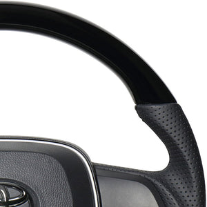 REAL PREMIUM SERIES SOFT D SHAPE PIANO BLACK BLACK EURO STITCH STEERING WHEEL FOR DAIHATSU ALTIS 70  TYAP-PBW