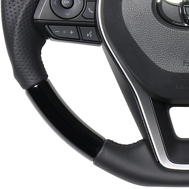 REAL PREMIUM SERIES SOFT D SHAPE PIANO BLACK BLACK EURO STITCH STEERING WHEEL FOR DAIHATSU ALTIS 70  TYAP-PBW