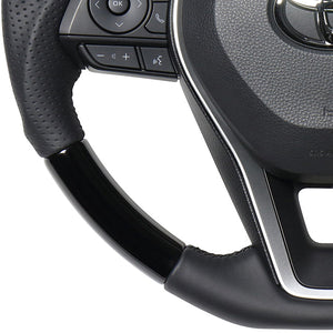 REAL PREMIUM SERIES SOFT D SHAPE PIANO BLACK BLACK EURO STITCH STEERING WHEEL FOR DAIHATSU ALTIS 70  TYAP-PBW
