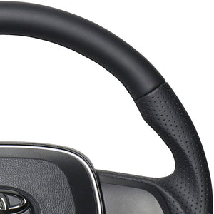 REAL PREMIUM SERIES SOFT D SHAPE NAPPA ALL LEATHER BLACK EURO STITCH STEERING WHEEL FOR DAIHATSU ALTIS 70  TYAP-LPB