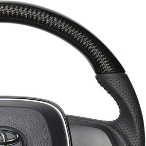 REAL ORIGINAL SERIES SOFT D SHAPE BLACK CARBON BLACK STITCH STEERING WHEEL FOR TOYOTA RAV4 50 NOT PHV TYA-BKC