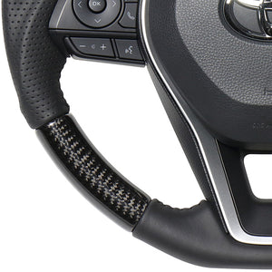 REAL ORIGINAL SERIES SOFT D SHAPE BLACK CARBON BLACK STITCH STEERING WHEEL FOR TOYOTA RAV4 50 NOT PHV TYA-BKC