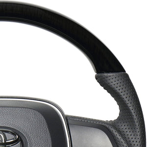 REAL ORIGINAL SERIES SOFT D SHAPE 38B BLACK WOOD BLACK STITCH STEERING WHEEL FOR TOYOTA RAV4 50 NOT PHV TYA-38BBKW
