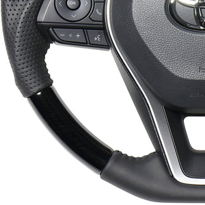 REAL ORIGINAL SERIES SOFT D SHAPE 38B BLACK WOOD BLACK STITCH STEERING WHEEL FOR TOYOTA RAV4 50 NOT PHV TYA-38BBKW