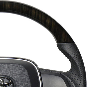 REAL ORIGINAL SERIES SOFT D SHAPE 55 BLACK WOOD BLACK STITCH STEERING WHEEL FOR TOYOTA CAMRY 70  TYA-55BKW