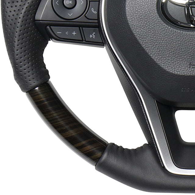 REAL ORIGINAL SERIES SOFT D SHAPE 55 BLACK WOOD BLACK STITCH STEERING WHEEL FOR TOYOTA COROLLA TOURING 210  TYA-55BKW