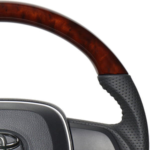 REAL ORIGINAL SERIES SOFT D SHAPE BROWN WOOD BLACK STITCH STEERING WHEEL FOR TOYOTA RAV4 50 NOT PHV TYA-BRW
