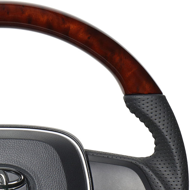 REAL ORIGINAL SERIES SOFT D SHAPE BROWN WOOD BLACK STITCH STEERING WHEEL FOR DAIHATSU ALTIS 70  TYA-BRW