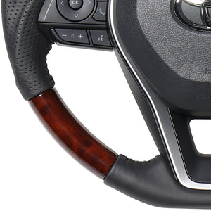 REAL ORIGINAL SERIES SOFT D SHAPE BROWN WOOD BLACK STITCH STEERING WHEEL FOR TOYOTA COROLLA TOURING 210  TYA-BRW