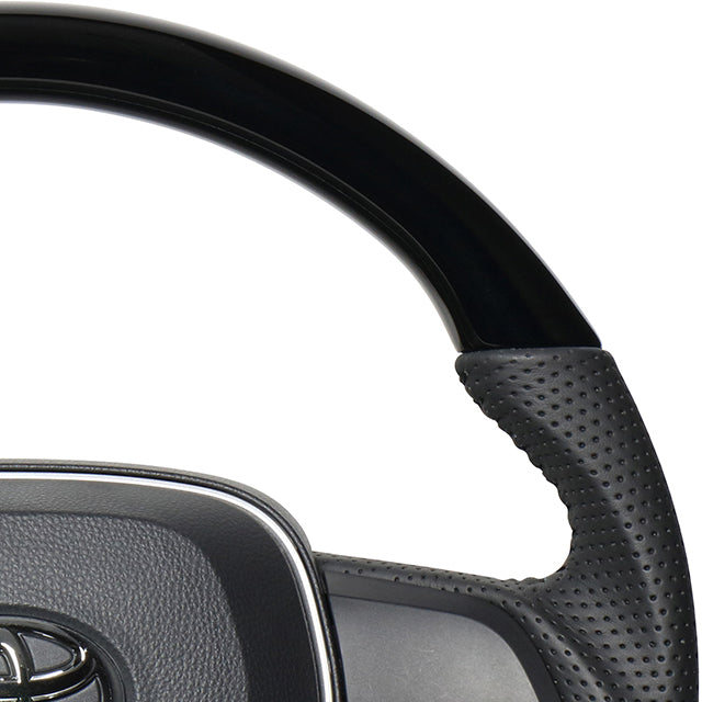 REAL ORIGINAL SERIES SOFT D SHAPE PIANO BLACK BLACK STITCH STEERING WHEEL FOR DAIHATSU ALTIS 70  TYA-PBW
