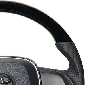 REAL ORIGINAL SERIES SOFT D SHAPE PIANO BLACK BLACK STITCH STEERING WHEEL FOR DAIHATSU ALTIS 70  TYA-PBW