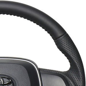 REAL ORIGINAL SERIES SOFT D SHAPE ALL LEATHER BLACK STITCH STEERING WHEEL FOR DAIHATSU ALTIS 70  TYA-LPB