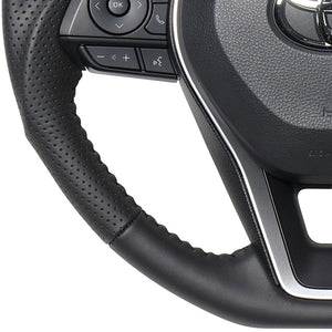 REAL ORIGINAL SERIES SOFT D SHAPE ALL LEATHER BLACK STITCH STEERING WHEEL FOR TOYOTA COROLLA 210  TYA-LPB