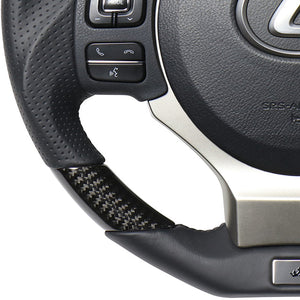 REAL LEXUS SERIES D SHAPE BLACK CARBON BLACK EURO STITCH STEERING WHEEL FOR LEXUS NX 10 : KOUKI  LXB-BKC-BK