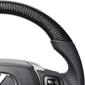 REAL LEXUS SERIES D SHAPE BLACK CARBON & DARK WINE LEATHER DARK WINE X BLACK EURO STITCH STEERING WHEEL FOR LEXUS RC 10 : KOUKI  LXB-BKC-DW