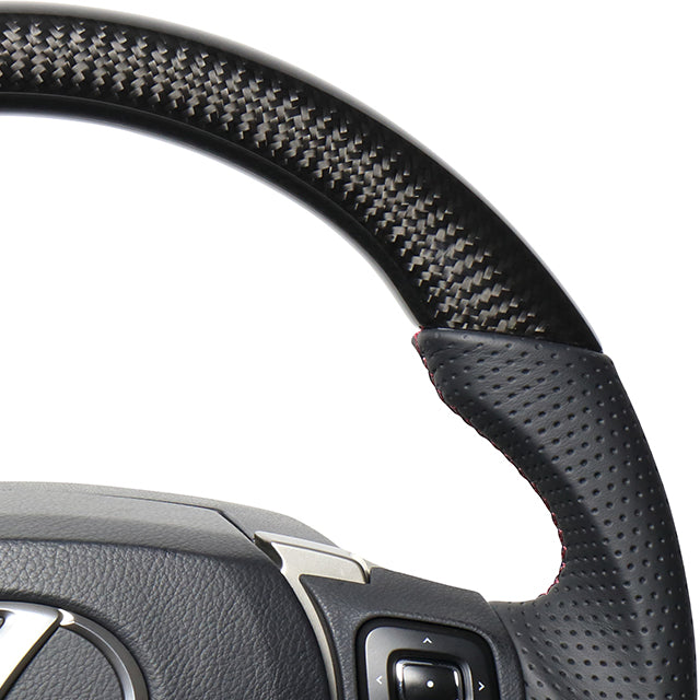 REAL LEXUS SERIES D SHAPE BLACK CARBON & DARK WINE LEATHER DARK WINE X BLACK EURO STITCH STEERING WHEEL FOR LEXUS NX 10 : KOUKI  LXB-BKC-DW