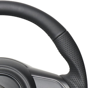 REAL ORIGINAL SERIES SOFT D SHAPE ALL LEATHER BLACK EURO STITCH STEERING WHEEL FOR SUZUKI SWIFT SPORT ZC33S  SZA-LPB-BK