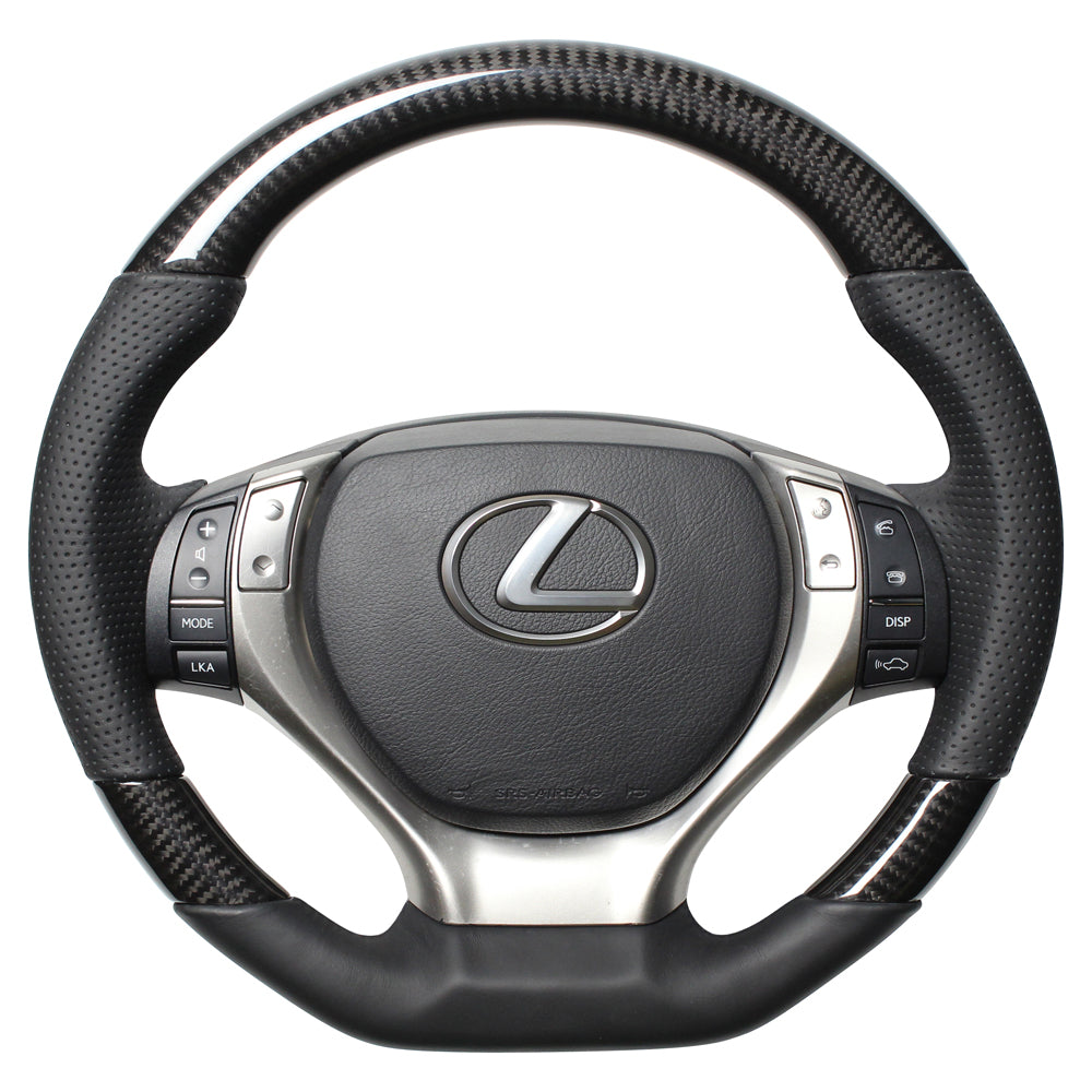 REAL ORIGINAL SERIES D SHAPE BLACK CARBON BLACK EURO STITCH STEERING WHEEL FOR LEXUS RX HYBRID 10 : KOUKI  GS-BKC-BK