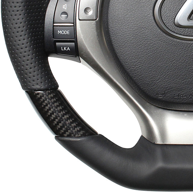 REAL ORIGINAL SERIES D SHAPE BLACK CARBON BLACK EURO STITCH STEERING WHEEL FOR LEXUS RX 10 : KOUKI  GS-BKC-BK