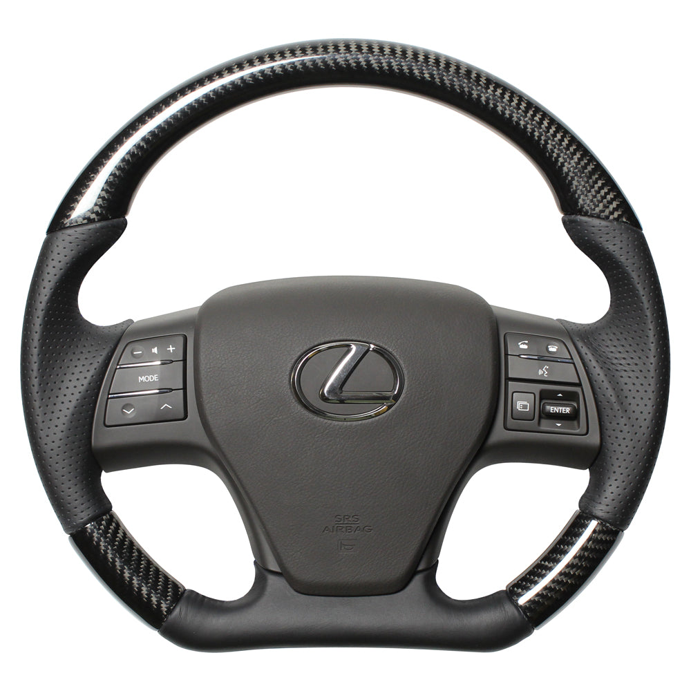 REAL ORIGINAL SERIES D SHAPE BLACK CARBON BLACK EURO STITCH STEERING WHEEL FOR LEXUS RX 10 : ZENKI  RX-BKC-BK