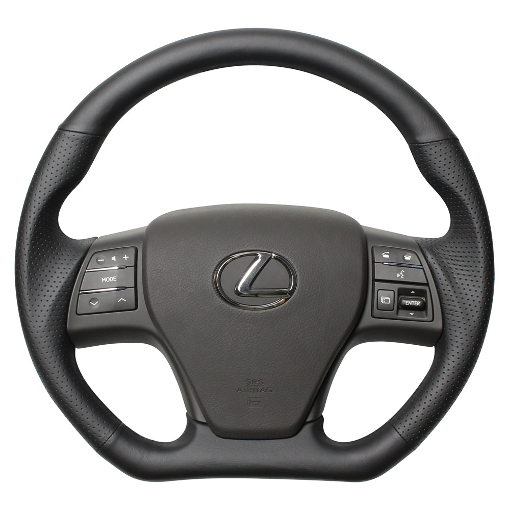 REAL ORIGINAL SERIES D SHAPE ALL LEATHER BLACK EURO STITCH STEERING WHEEL FOR LEXUS RX HYBRID 10 : ZENKI  RX-LPB-BK