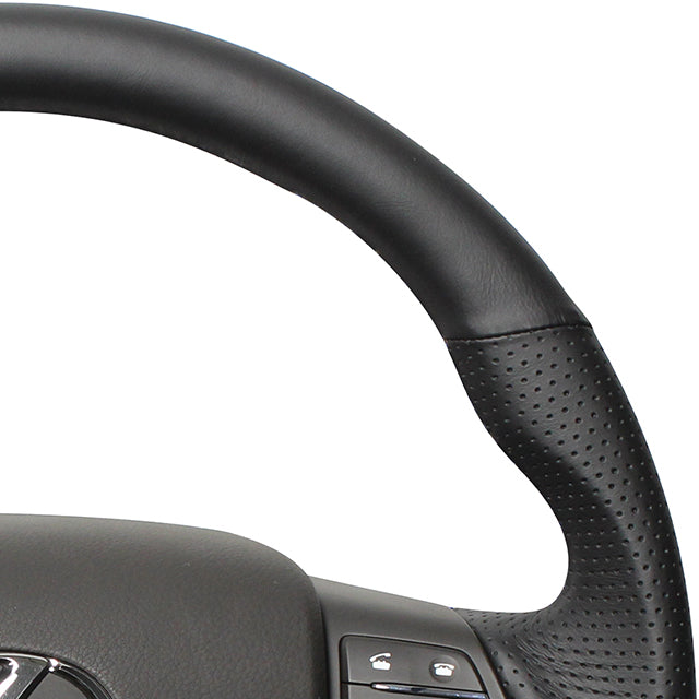 REAL ORIGINAL SERIES D SHAPE ALL LEATHER BLACK EURO STITCH STEERING WHEEL FOR LEXUS RX HYBRID 10 : ZENKI  RX-LPB-BK