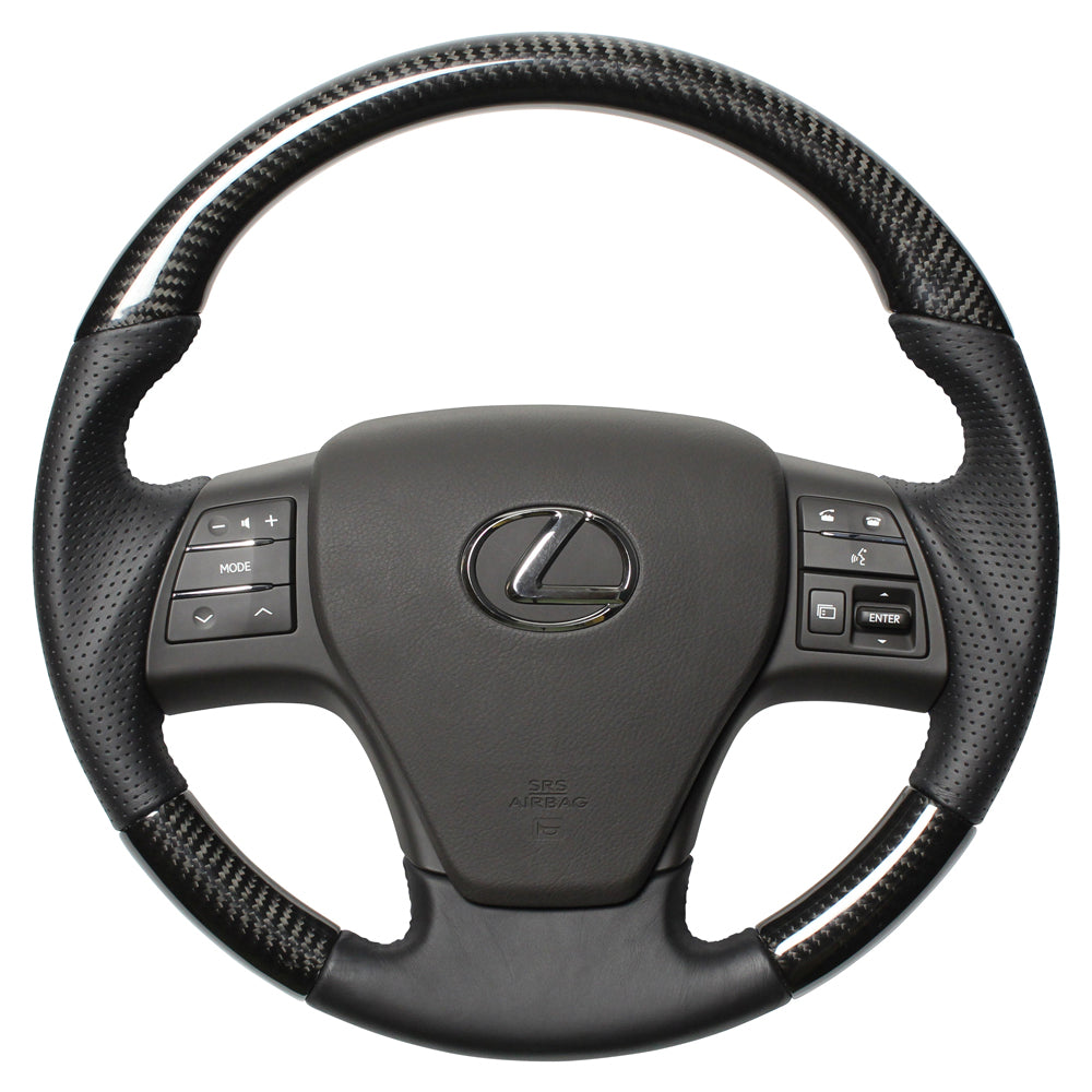 REAL ORIGINAL SERIES ROUND SHAPE BLACK CARBON BLACK EURO STITCH STEERING WHEEL FOR LEXUS RX HYBRID 10 : ZENKI  RXR-BKC-BK