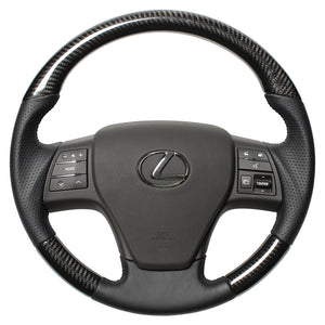 REAL ORIGINAL SERIES ROUND SHAPE BLACK CARBON BLACK EURO STITCH STEERING WHEEL FOR LEXUS RX HYBRID 10 : ZENKI  RXR-BKC-BK