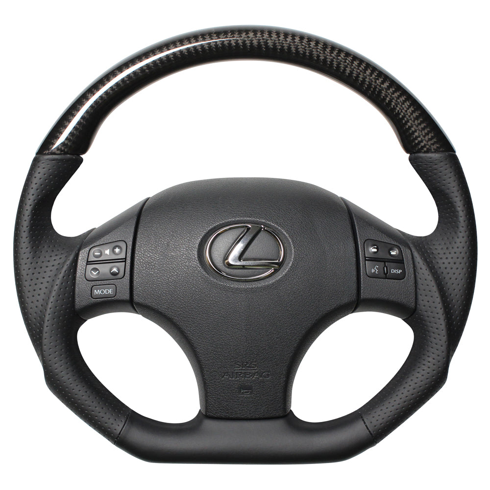 REAL ORIGINAL SERIES D SHAPE BLACK CARBON BLACK EURO STITCH STEERING WHEEL FOR LEXUS IS F 20  IS-BKC-BK