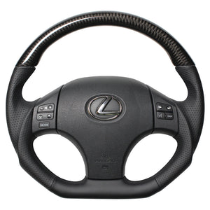 REAL ORIGINAL SERIES D SHAPE BLACK CARBON BLACK EURO STITCH STEERING WHEEL FOR LEXUS IS F 20  IS-BKC-BK