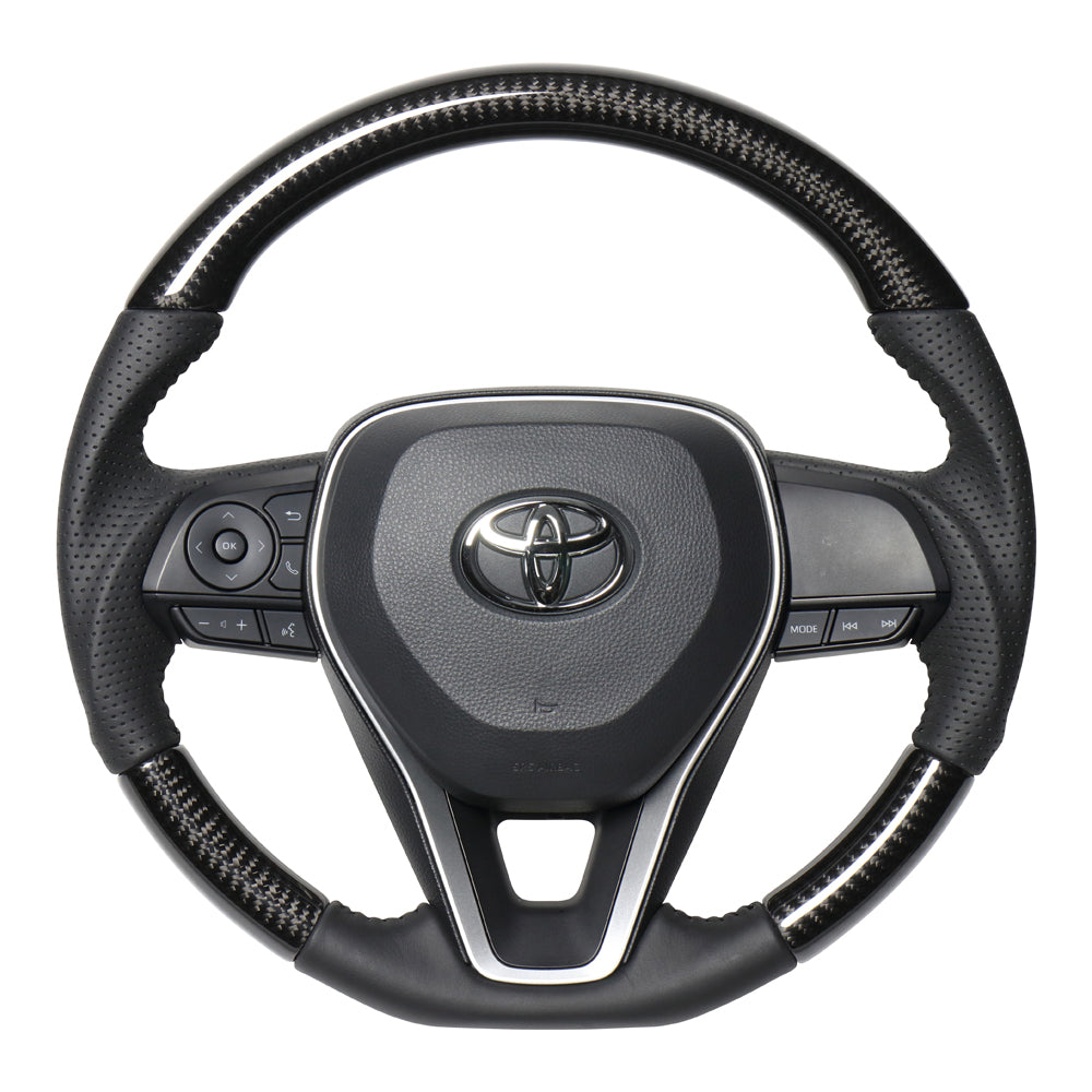 REAL ORIGINAL SERIES SOFT D SHAPE BLACK CARBON BLACK STITCH STEERING WHEEL FOR DAIHATSU ALTIS 70  TYA-BKC